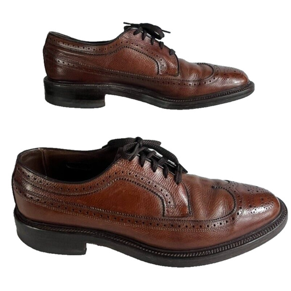 Allen Edmonds Shoes Mens 10A Brown Leather Longwingtip Brogue MacNeil Oxfords main image 13